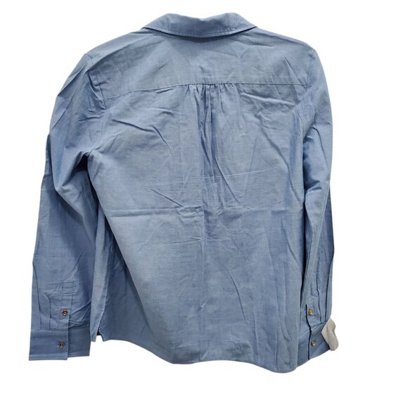 Talbots Petite Blue Chambray 100% Cotton 1/3 Button Long Sleeve Pullover Sz SP - Picture 7 of 7